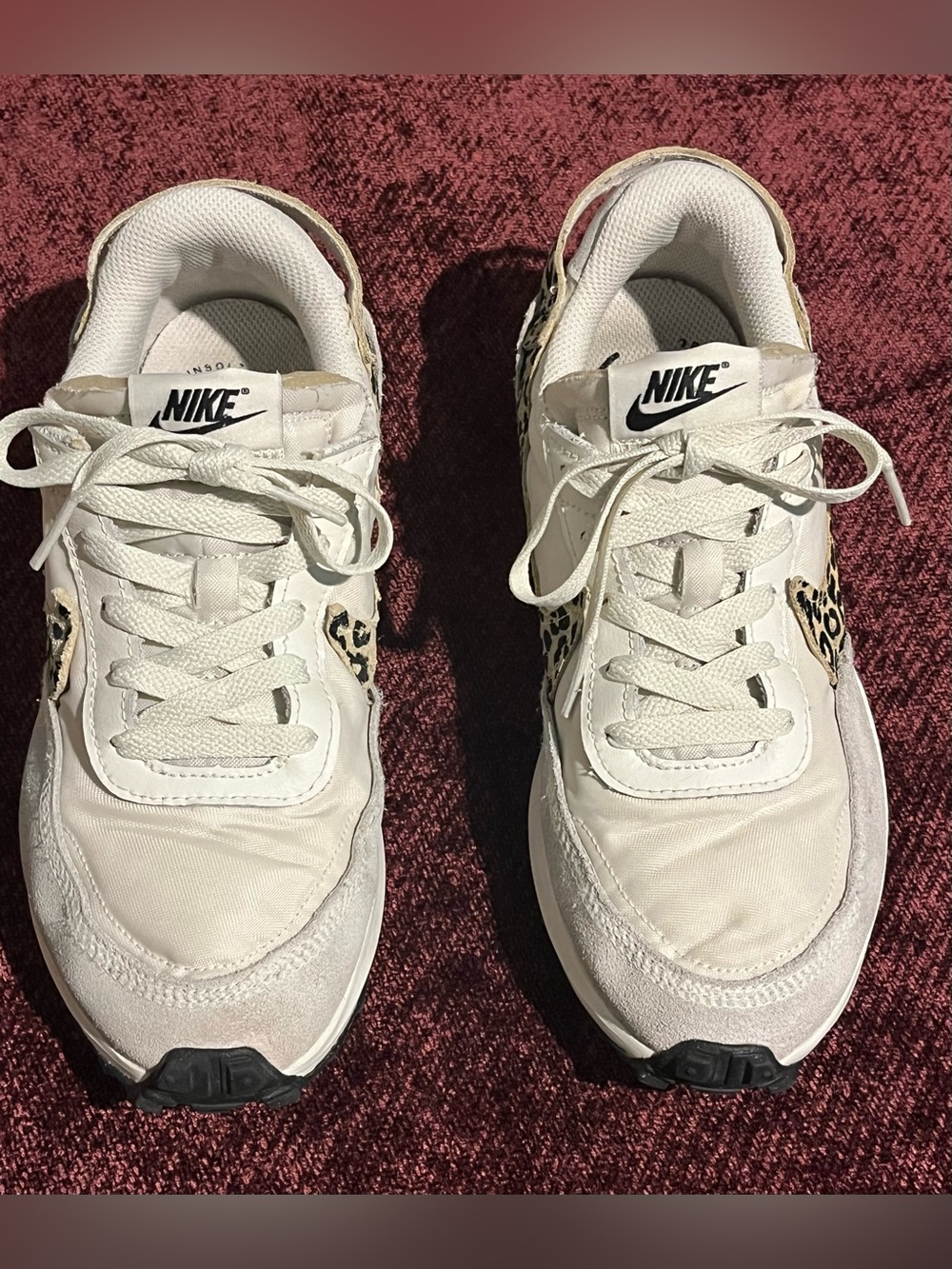 Nike Women's Off-White Sneakers with Leopard Swoosh